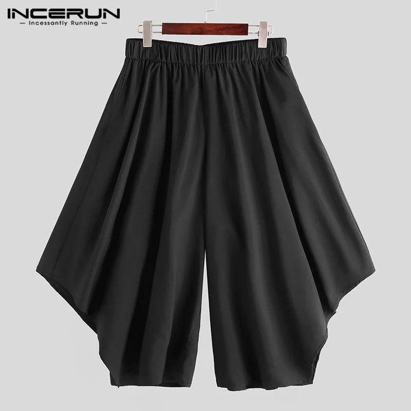 

Fashion Men Harem Pants Joggers Elastic Waist Solid Color Loose Streetwear Irregular Skirt Trousers Dance Pants Men 2020