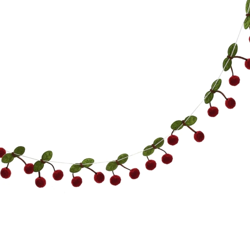 Wall Art Decor Handmade Cherry Felt Balls Garlands String Wall Decoration