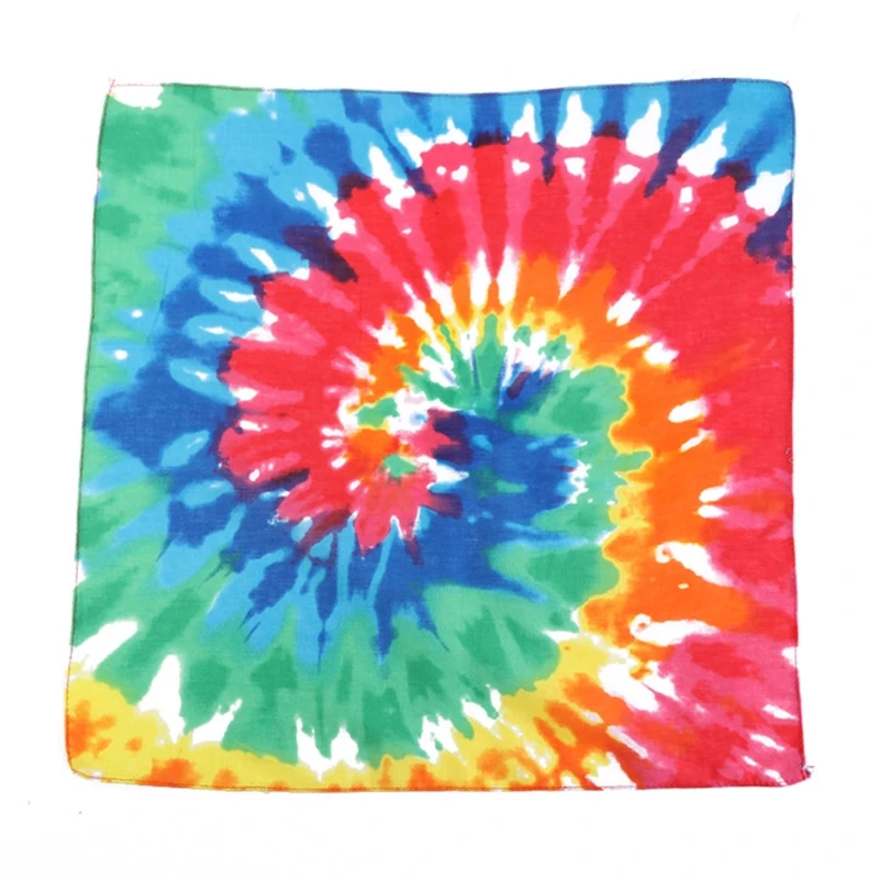 

Rainbow Stripes Plaid Tie-Dye Print Square Scarf Bandana Unisex Hip Hop Cotton Headband Headwrap Festival Party Colorful Neck
