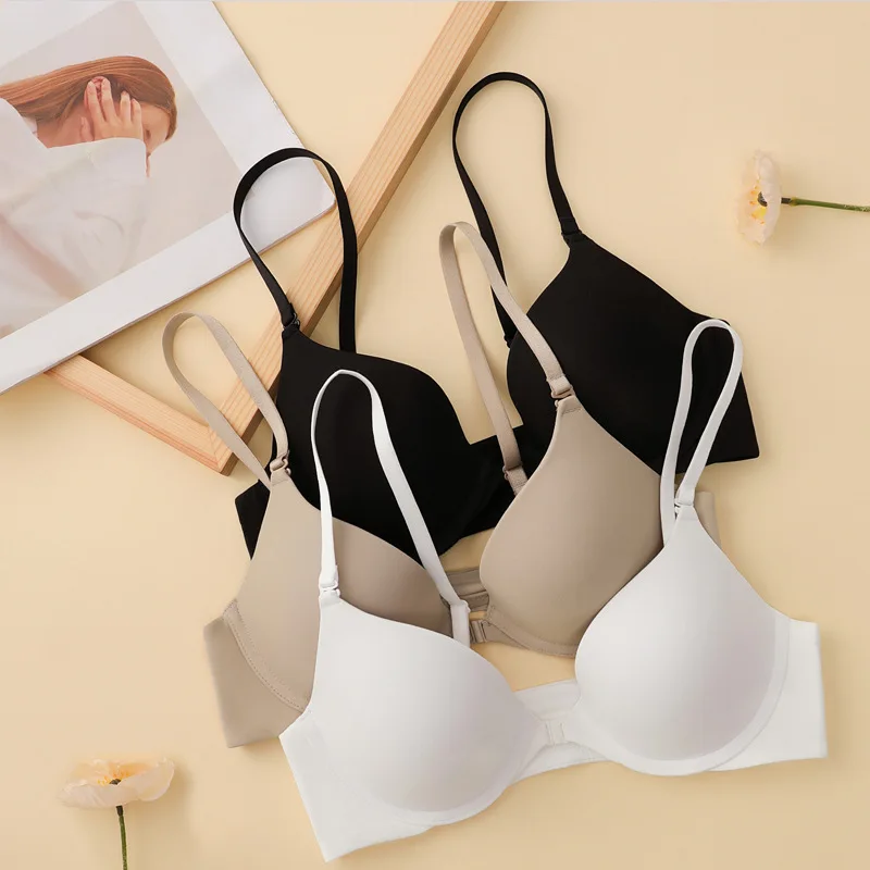 3/4 Cup Front Button Bra Woman Underwear Ultra Thin Push Up Seamless Beauty  Back Detachable Double Shoulder Straps - AliExpress