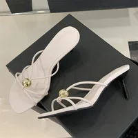 Aneikeh Fashion Low Thin Heels Design Narrow Band Women Slippers Narrow Band Round Head Sandal Mules Slides Shoes Zapatos Mujer - Image 6