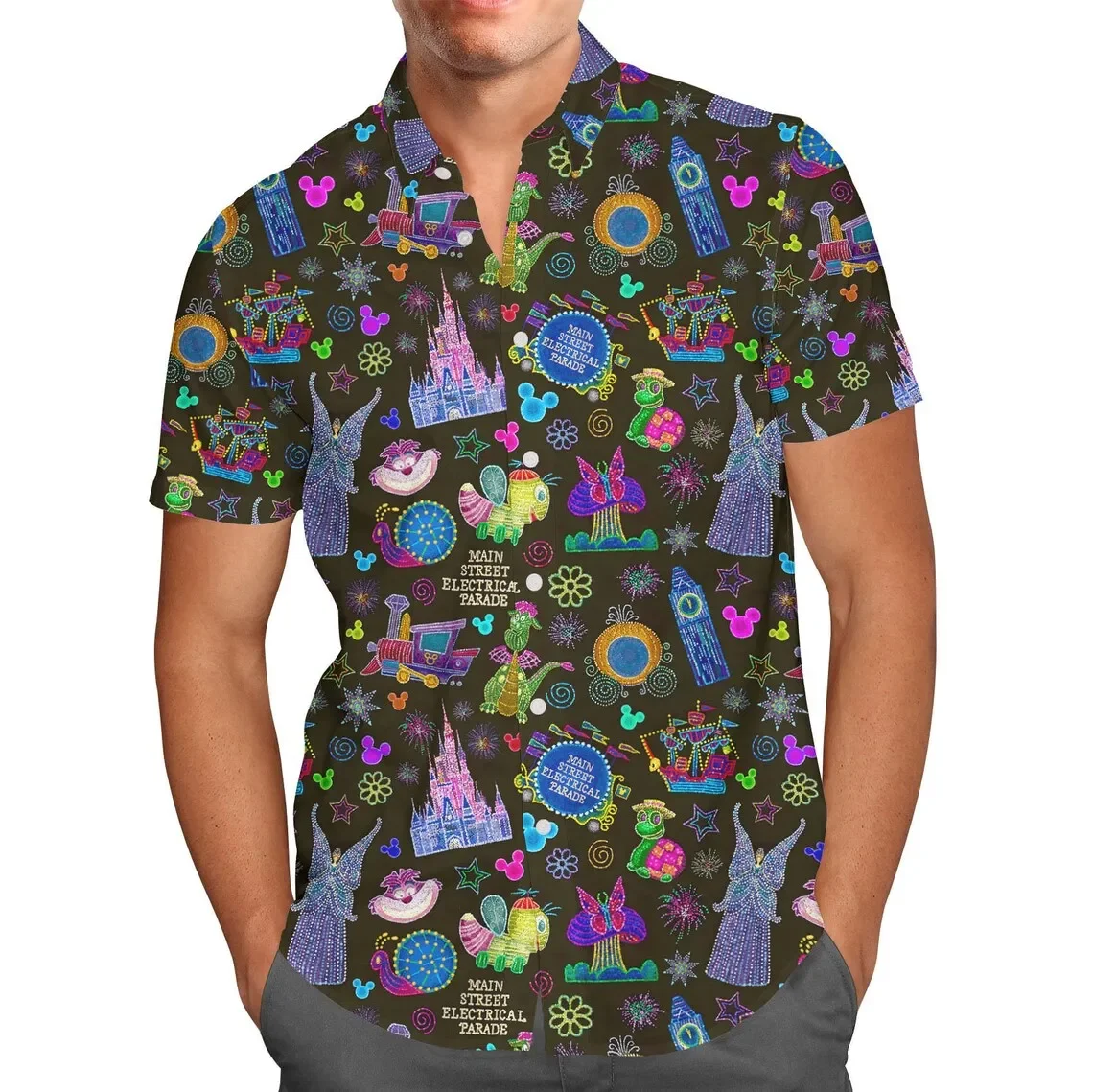 

Main Street Electrical Parade Hawaiian shirt Disney Fashion Vintage Button Down Short Sleeve Shirt Men Women Hawaiian Shirts