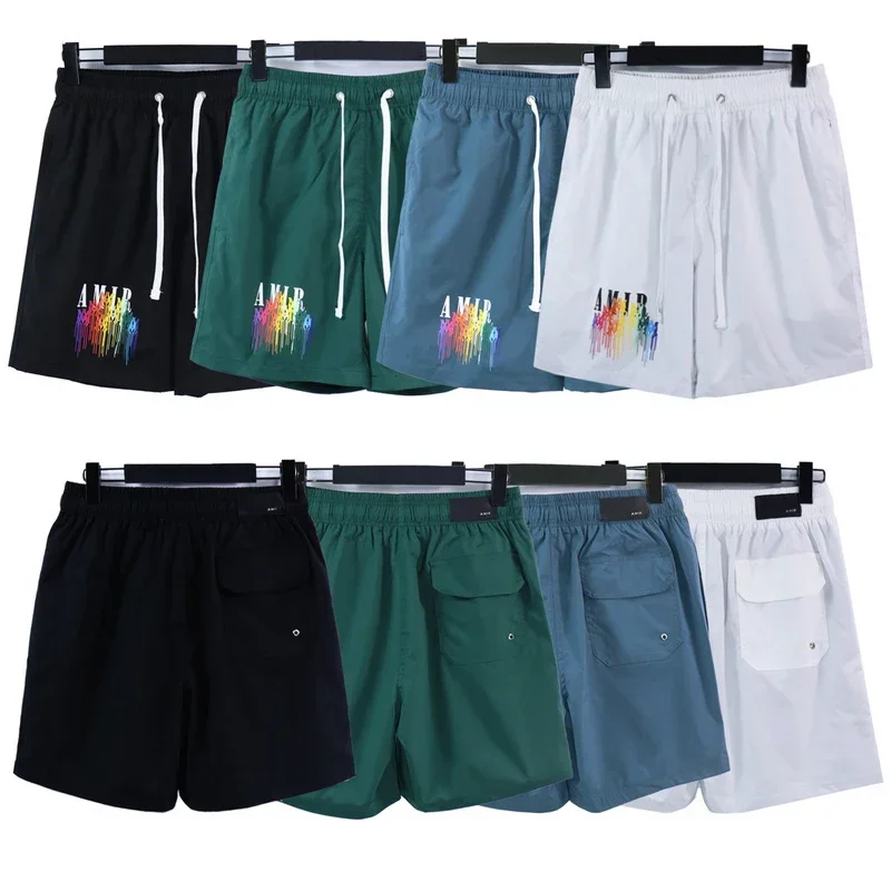 

2023 New Am Drip Tassel Letter Print Relaxed Casuam Men's Shorts Sweatpants High Quality Waterproof Casual Shorts