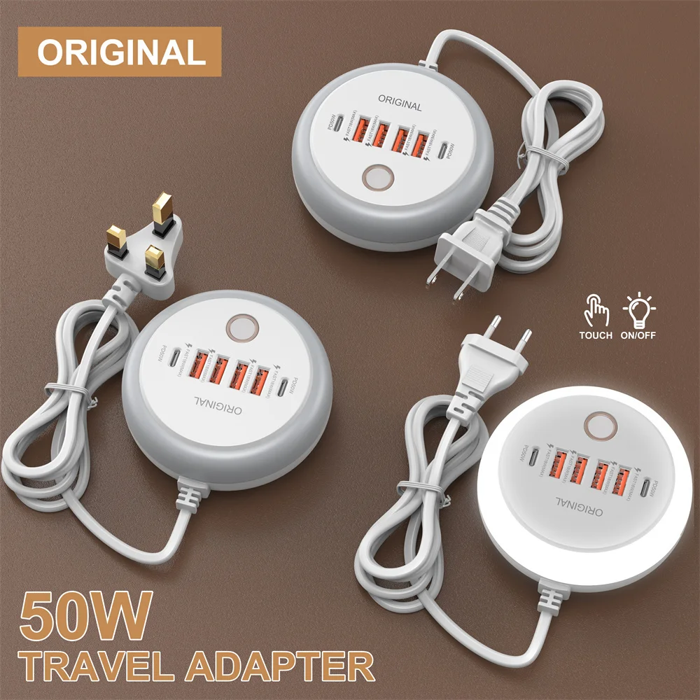 50W USB Power Strip Multi Port Type C Fast Charge Charger Socket For iPhone Sams