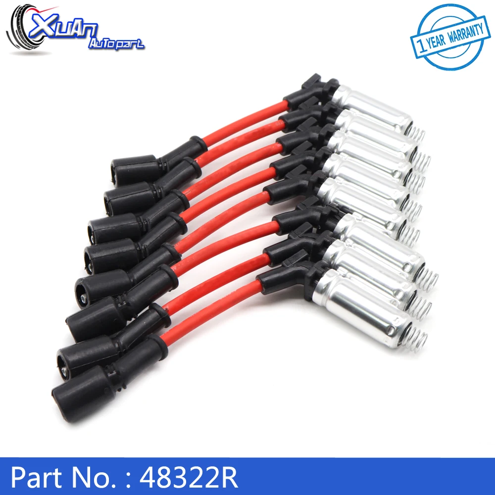 XUAN 8pcs Ignition Spark Plug Wire Kit Set Cable 48322R For Chevrolet Avalanche GMC Envoy Yukon XL Pontiac Grand Prix GTO Hummer