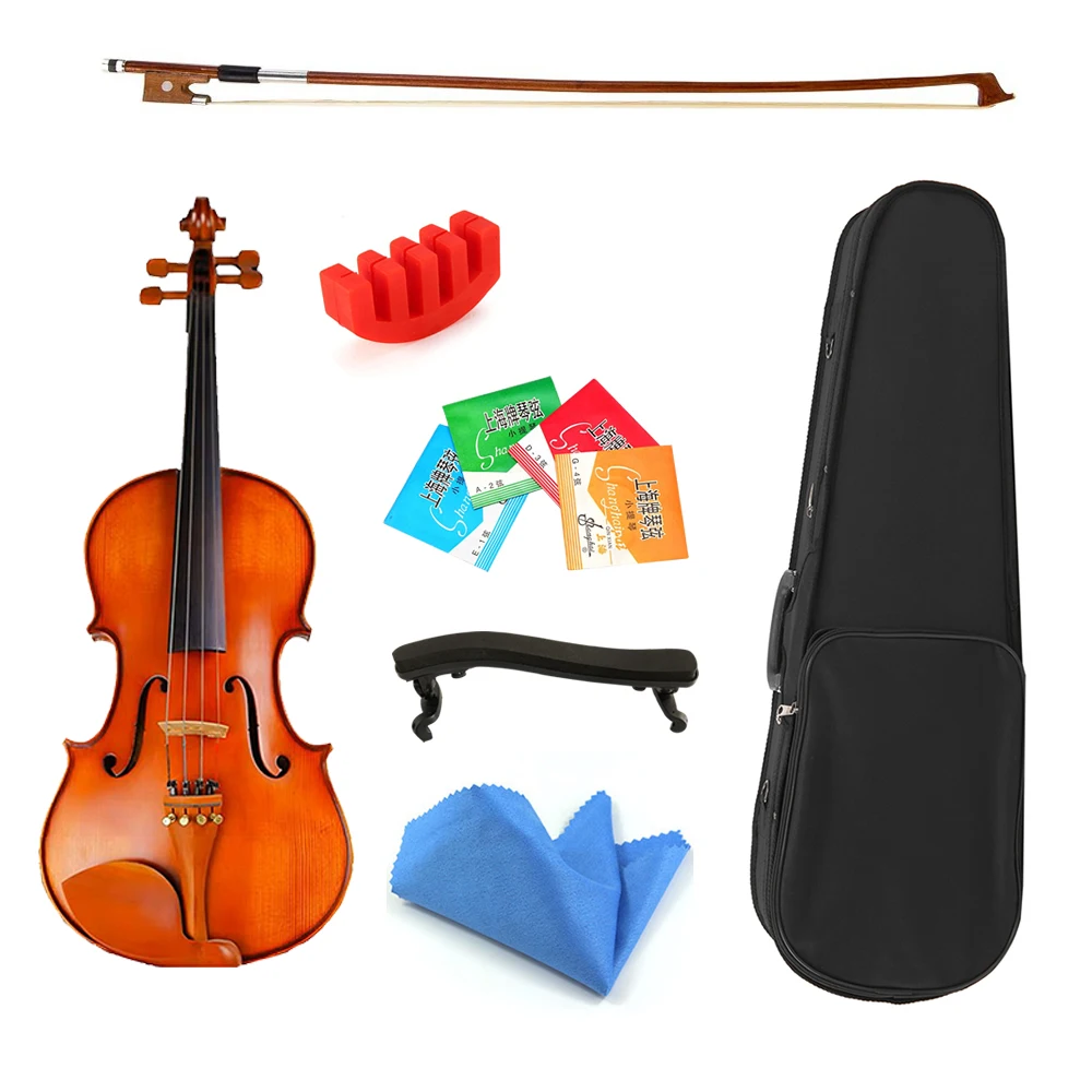 Handmade Antique Viola with Piano Case and Strings Maple, Natural Flame Matte String Instrument Viola 15-16inch