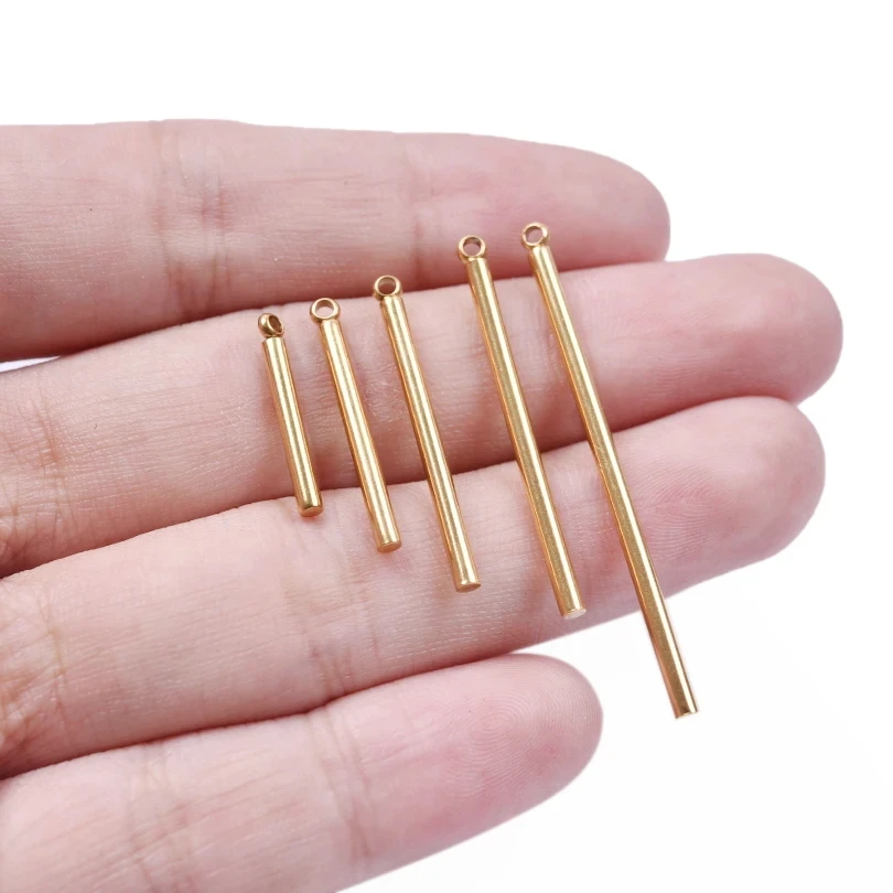 10 Stück/Set, zylindrische Anhänger aus Edelstahl zum Aufhängen, Schmuckelemente für die Herstellung von Schmuck, geeignet für Halsketten und Ohrringe.