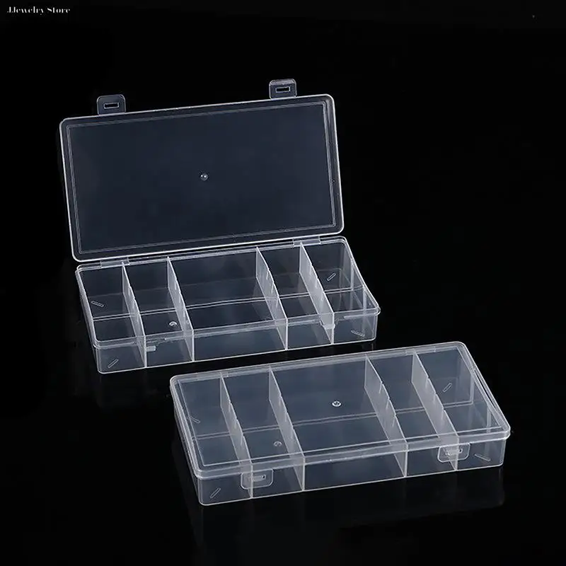 

5 Slots Transparent Plastic Storage Box Organizer Box Earring Pill Bead Screw Hairpin Case 1pc Jewelry Box