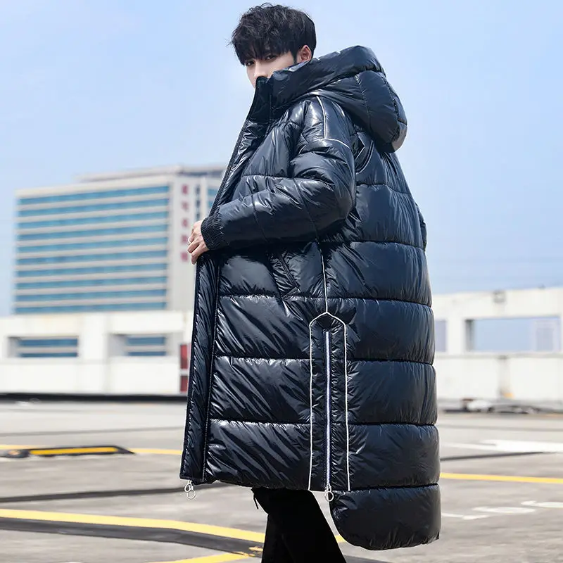 Winter Jackets for Men Men's Down Jacket Bright Face Parkas Warm. Puffer Jacket  Goose Jacket Hooded Loose Long Coat
