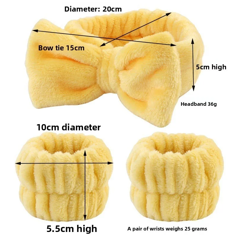 Coral Fleece Facial Cleansing Set Absorbent Hair Band and Wristbands 3pcs Skincare Water Resistant Tools Kit Hairbands Headbands