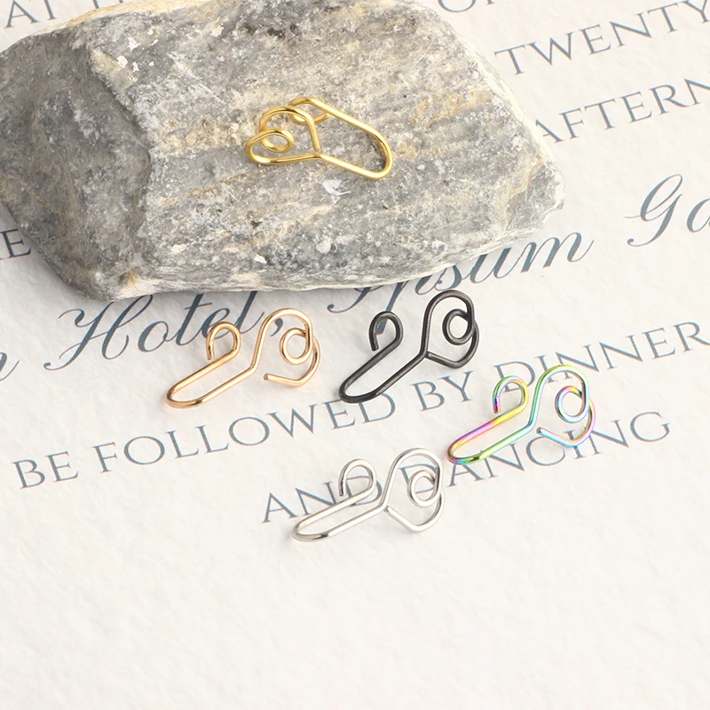 Fake Nose Ring Hoop Septum Rings Stainless Steel Nose Piercing Fake Piercing Oreja Pircing Jewelry 4 Color mix