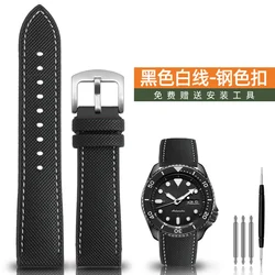 Blue Orange Nylon Rubber Silicone Watch Strap - Premium Accessories Collection - 24mm (Black White Silver)