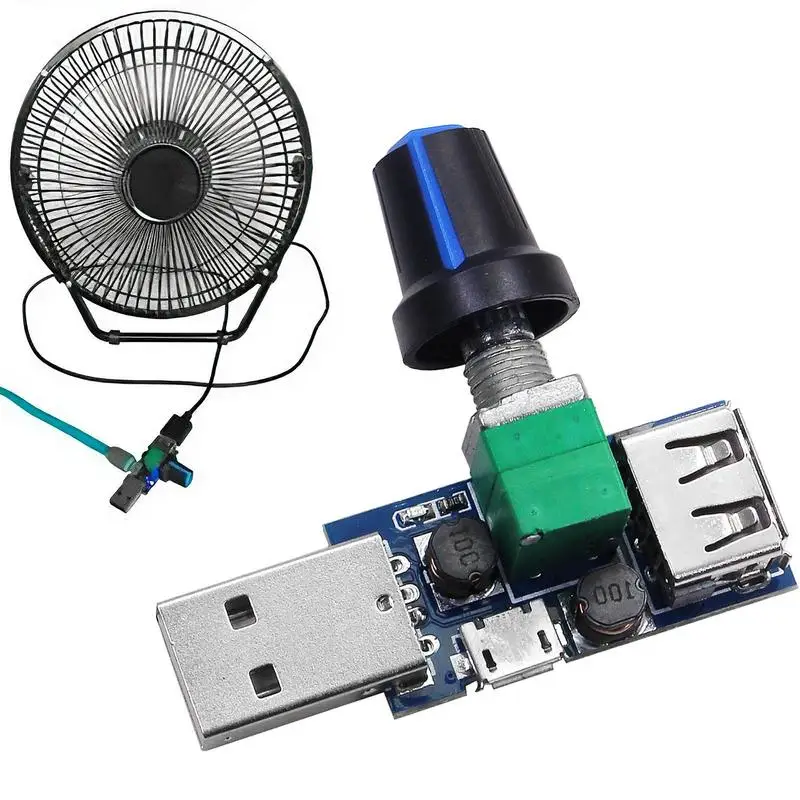 USB Fan Controller USB Fan Stepless Speed Controller 5W Regulator Speed Control Knob Multi Gear DC 4-12V To 2.5-8V USB Fan Governor With Switch