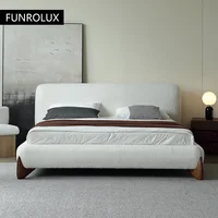 Lit double en laine d'agneau à dossier doux, lit en tissu, tatami japonais, chambre principale minimaliste italienne, moderne et simple 1
