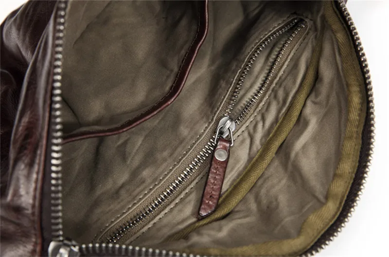 Fashion vintage luxury genuine leather men chest bag casual natural first layer cowhide multifunctional waist pack crossbody bag