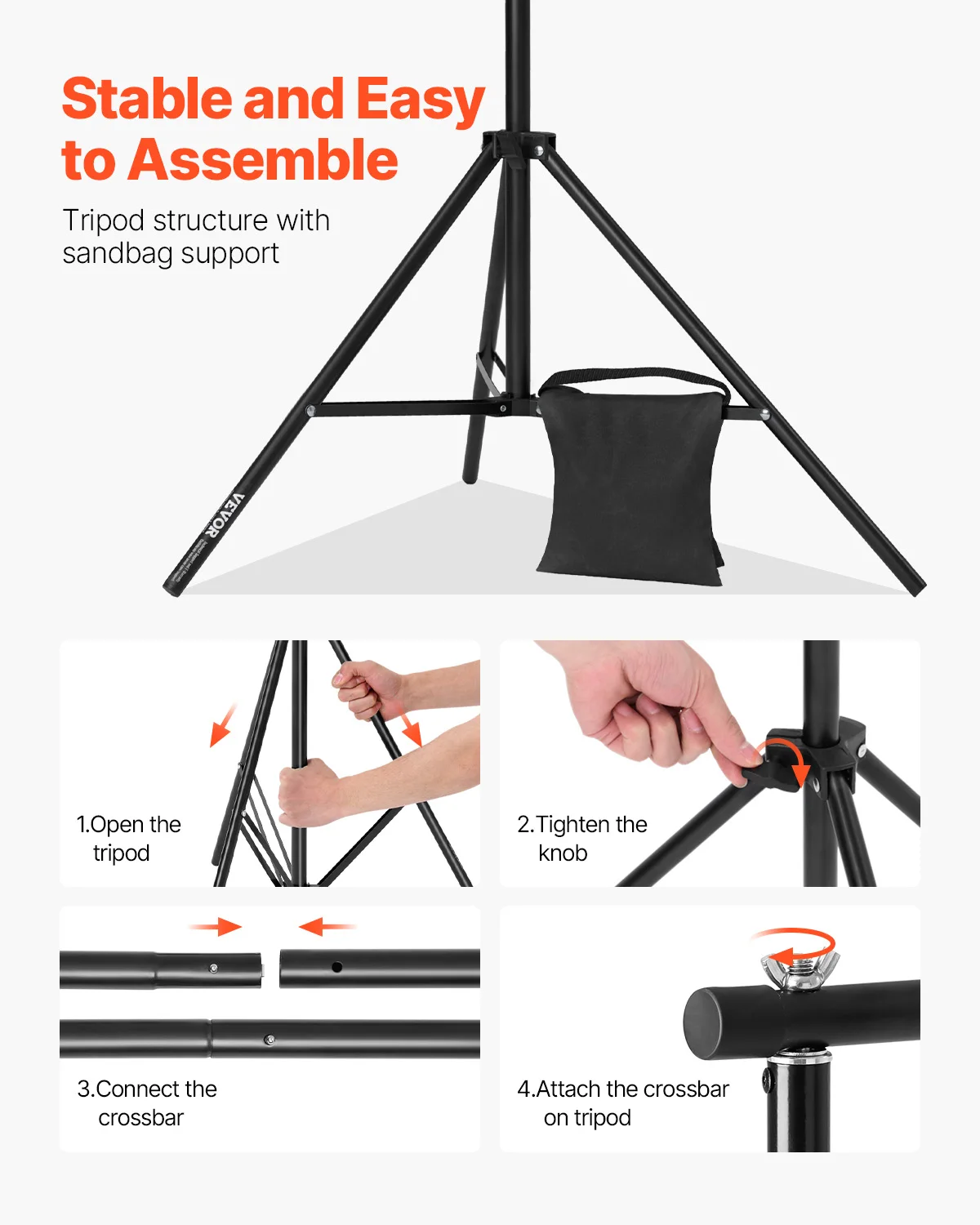 SucceBuy Backdrop Stand Adjustable Photo Backdrop Kit Heavy Duty Projector Screen Stand For Wedding Photo Video Studio Party