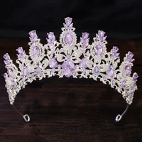 Baroque Luxury Water Drop Crystal Flower Bridal Tiaras Crown Rhinestone Pageant Diadem Bride Headpieces Wedding Hair Accessories - Image 5