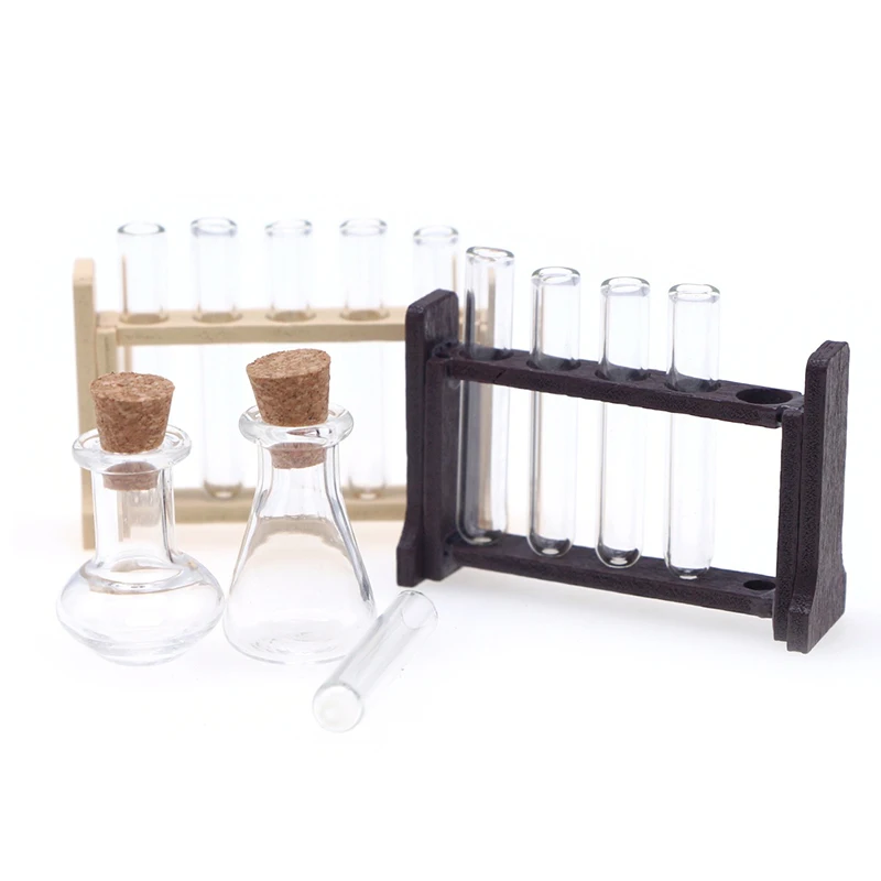 1:6/1:12 Dollhouse School Scene Miniature Laboratory Tool Measuring Cup Test Tube Rack Set Chemistry Toy Doll House Accessories 3