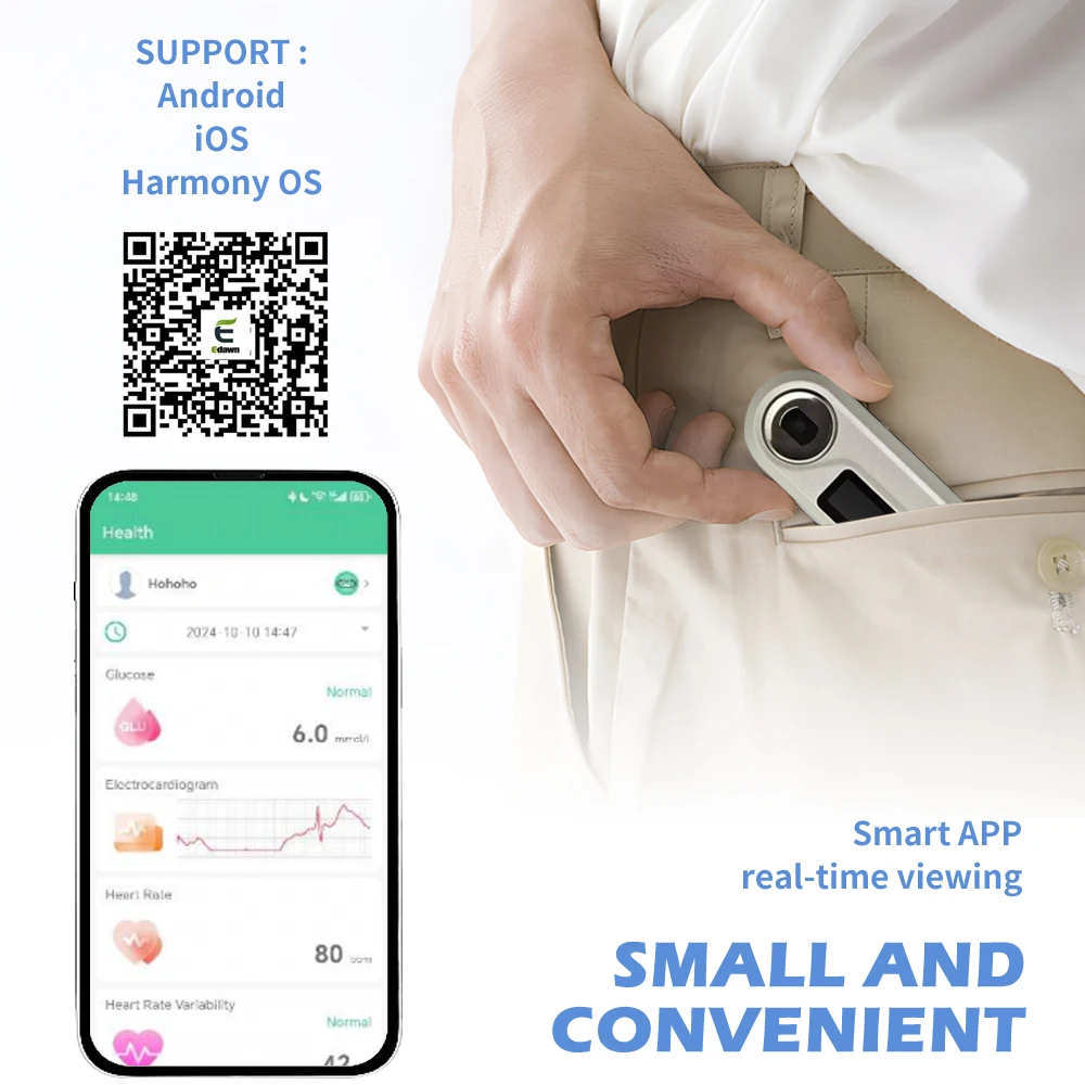 Noninvasive painless Blood glucose meter Heart rate EDG Blood pressure oxygen Diabetics monitor Health care Bluetooth APP