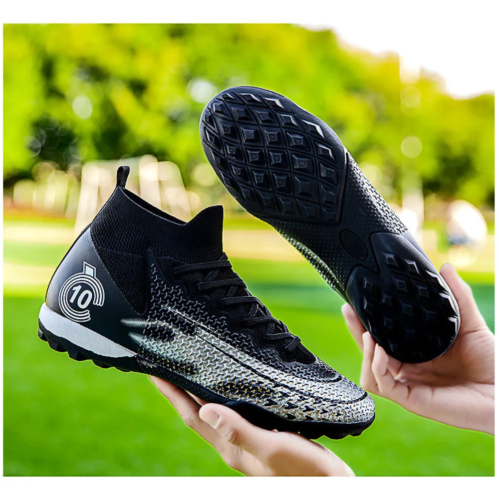 Calcio per uomo, scarpe da allenamento professionali alte rotte da competizione, unghie lunghe, antiscivolo per adulti e bambini_voghion.com
