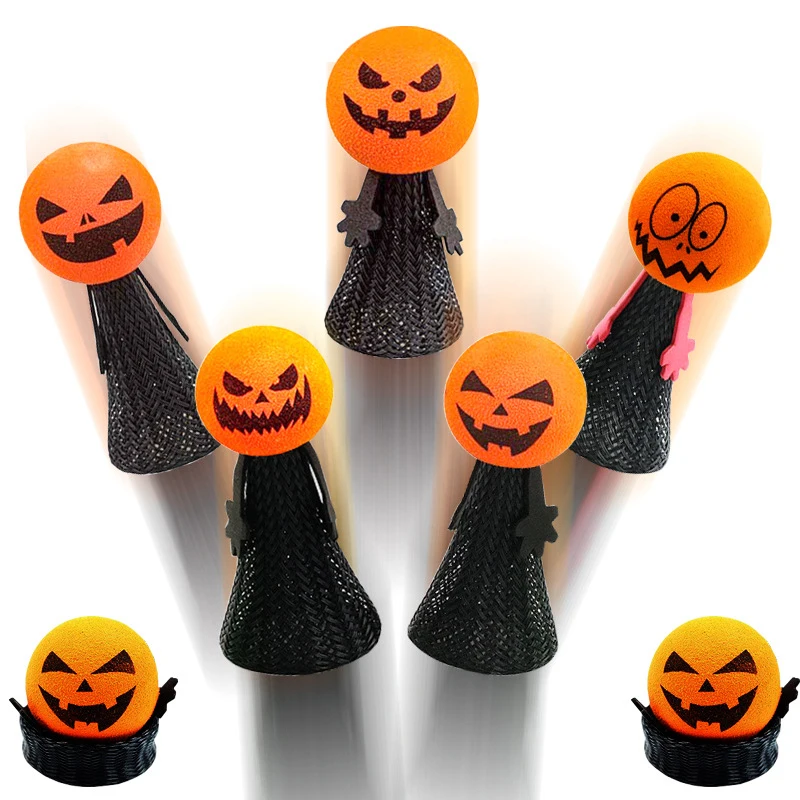 

1PC Pumpkin Head Halloween Bouncing Elf Toys EVA Pumpkin Head Popping Doll Kids Stress Relief Toy Halloween Prank Gift