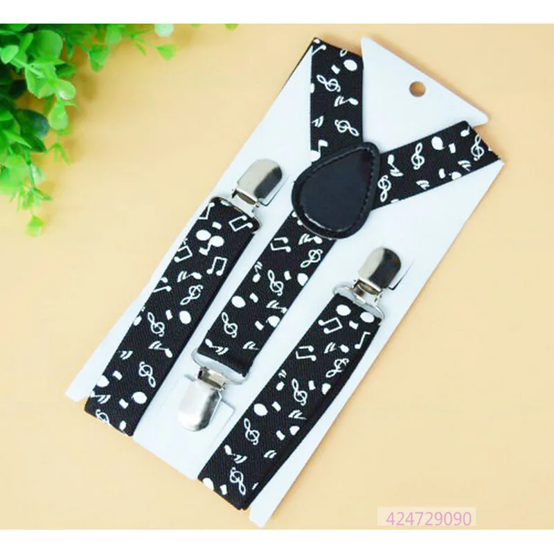 Boys Girls Kids Children Toddler Party Music Notes Pattern Braces Clip-on Red Black Y-Back Adjustable Elastic Suspenders YHH0018