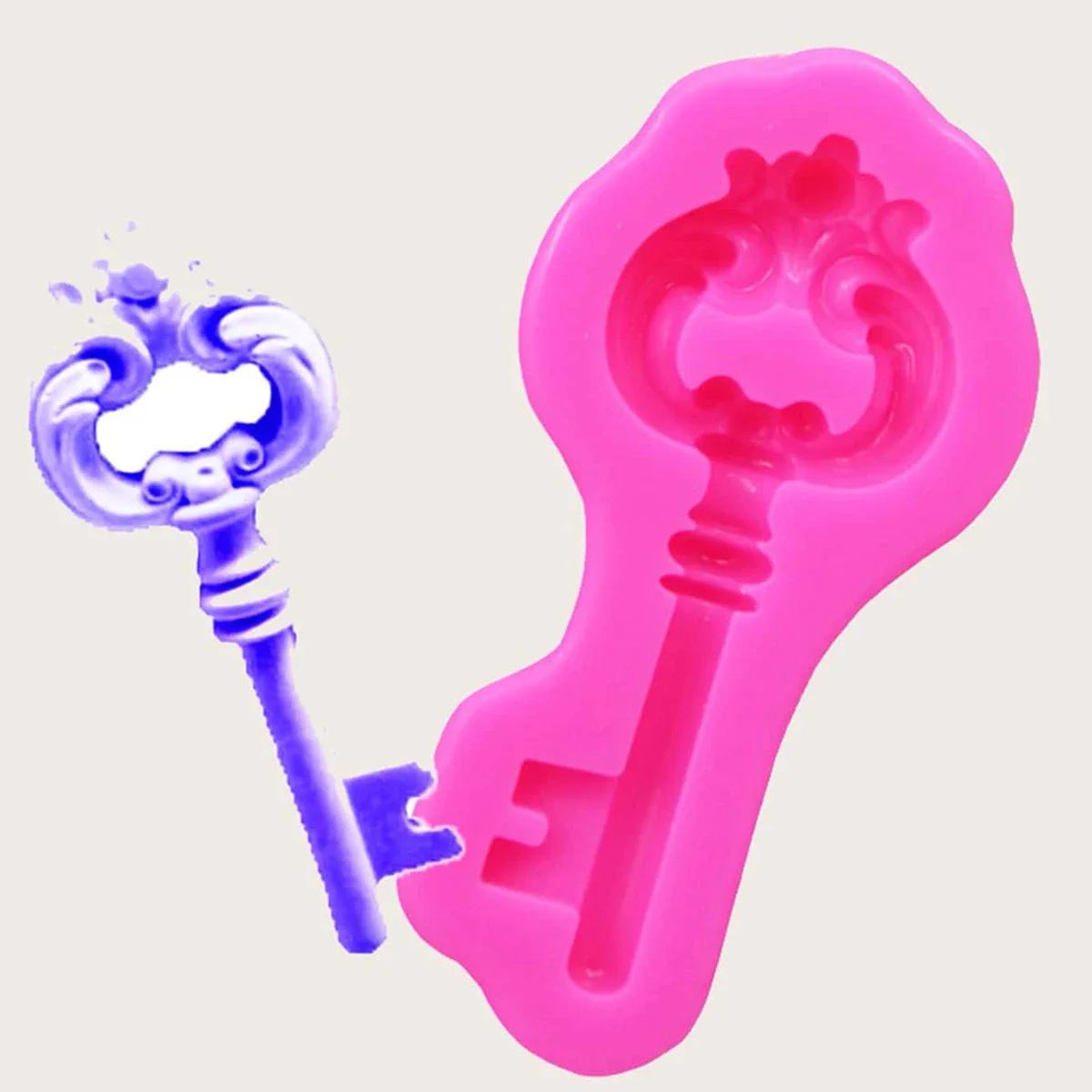 1pc- Vintage key shaped silicone mold, sugar flipping cake chocolate mold, aromatherapy gypsum mold