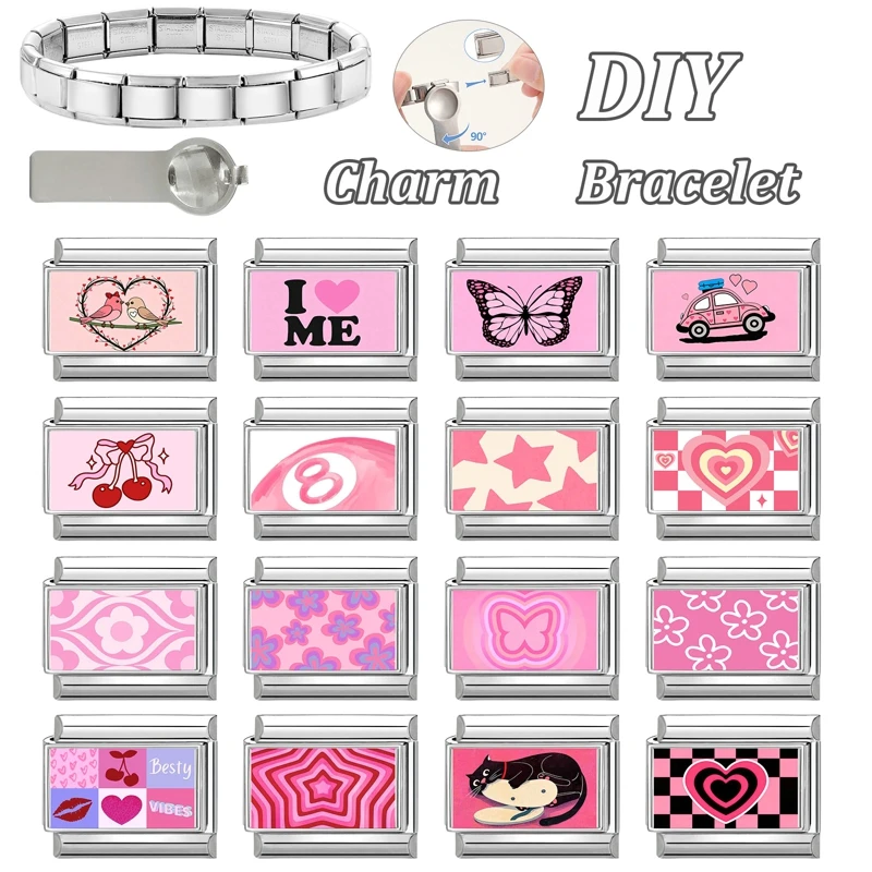 Italian Charm Links Bracelet Stainless Steel Accessories