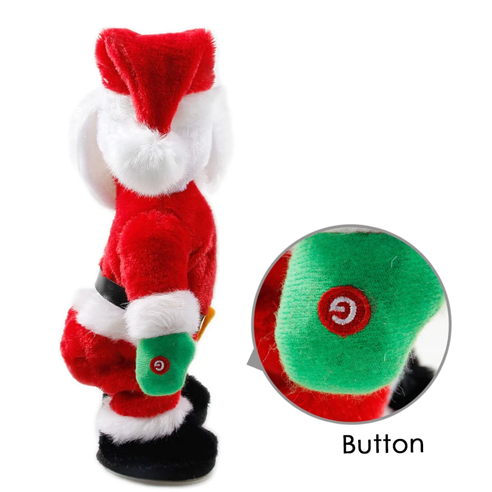 Electric Christmas Santa Claus Dance Doll Wiggle Hip Toy Funny Xmas Decoration Gifts Presents dance pompoms straight shank type fluffy pet double pass cheerleader hand flower ball decoration pom poms cheerleader