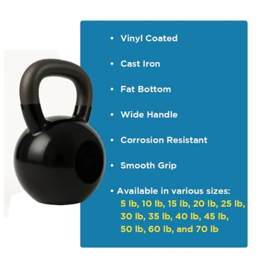Vinyl Coated Kettlebell Weights: Your Ultimate Fitness Companion for Full-Body Workouts, Strength Training, and Core Conditionin