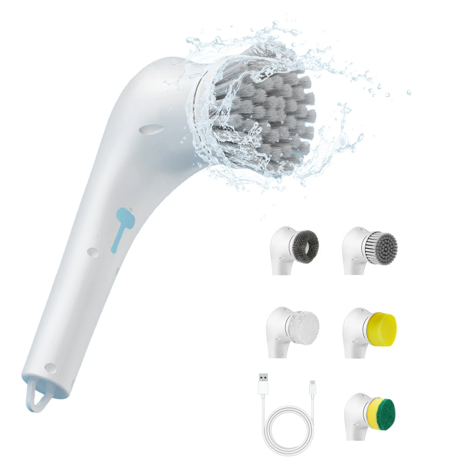

Electric Brush Cleaner with 5 brush head Bathroom Bathtub Wall Wash Brush Electric Cleaning Brush Household Kitchen Clean Tool