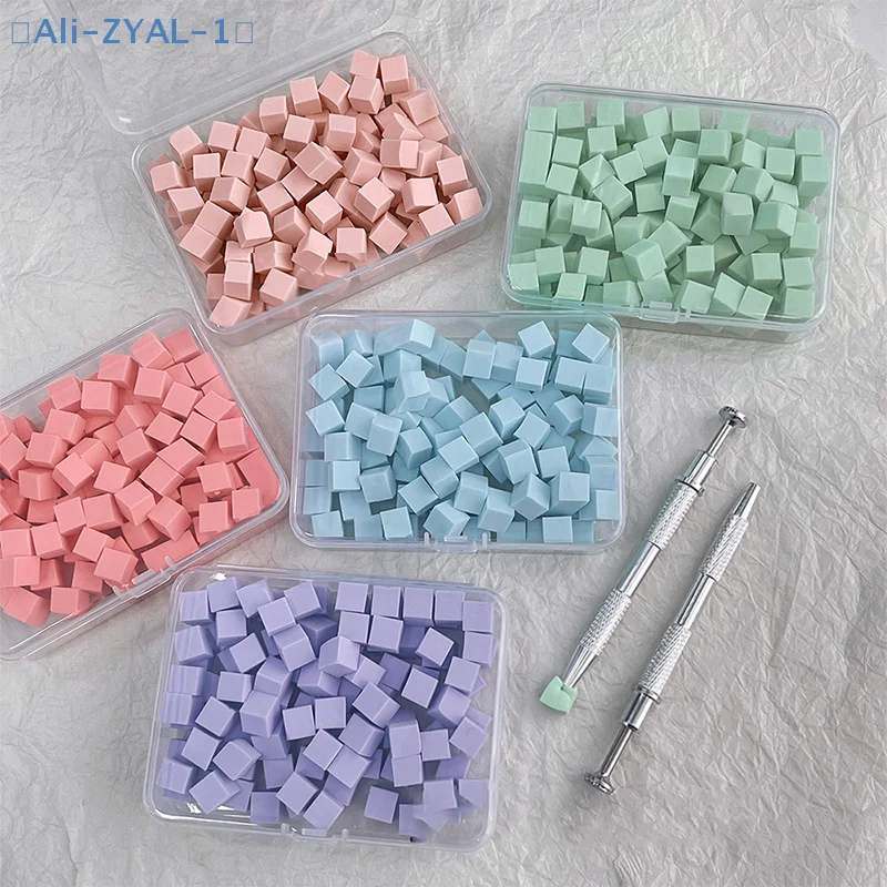【ZYAL-1】50/100Pcs 스퀘어 네일 아트 스펀지 세트 그라디언트 네일 브러쉬 젤 폴리쉬 디자인 네일 스펀지 그랩 펜 매니큐어 용품