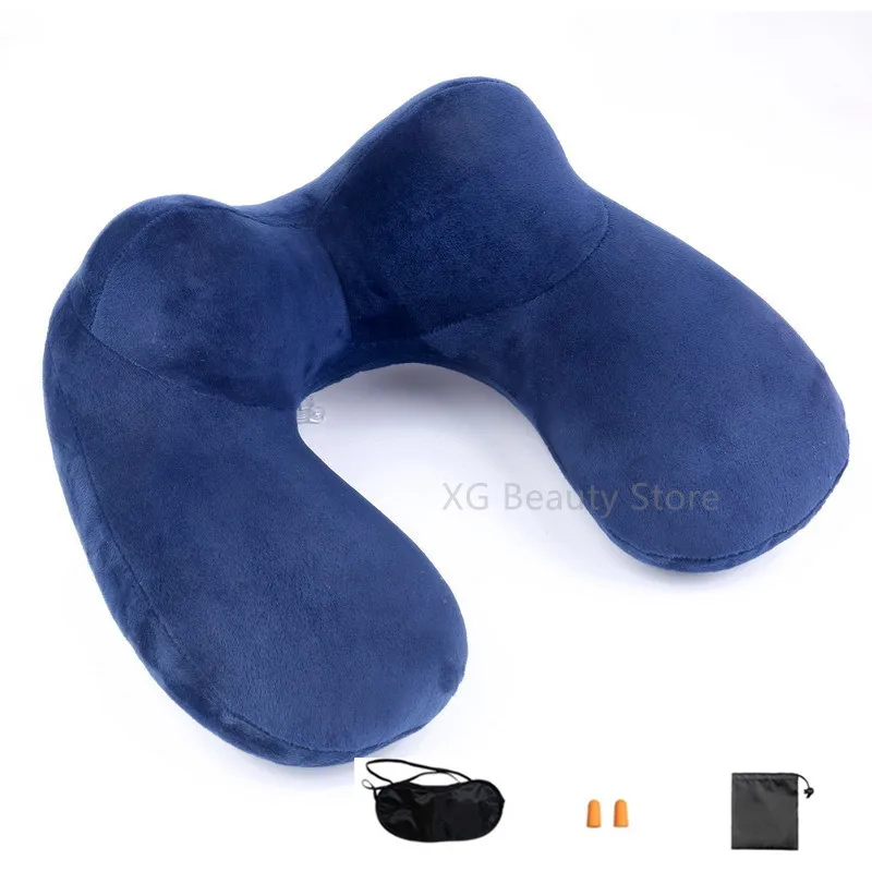 1 Set U-Shape Neck Pillow With Eye Mask Earbuds Travel Pillow For Airplane Inflatable Travel Accessories Comfortable Pillow