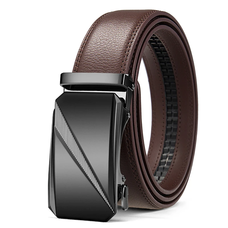 Automatic Leather Ratchet Belt for Men - Adjustable Fashion Designer Belt