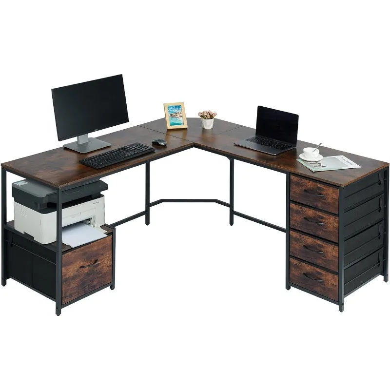 L-Shaped Desk Corner Computer Desk with 18.9