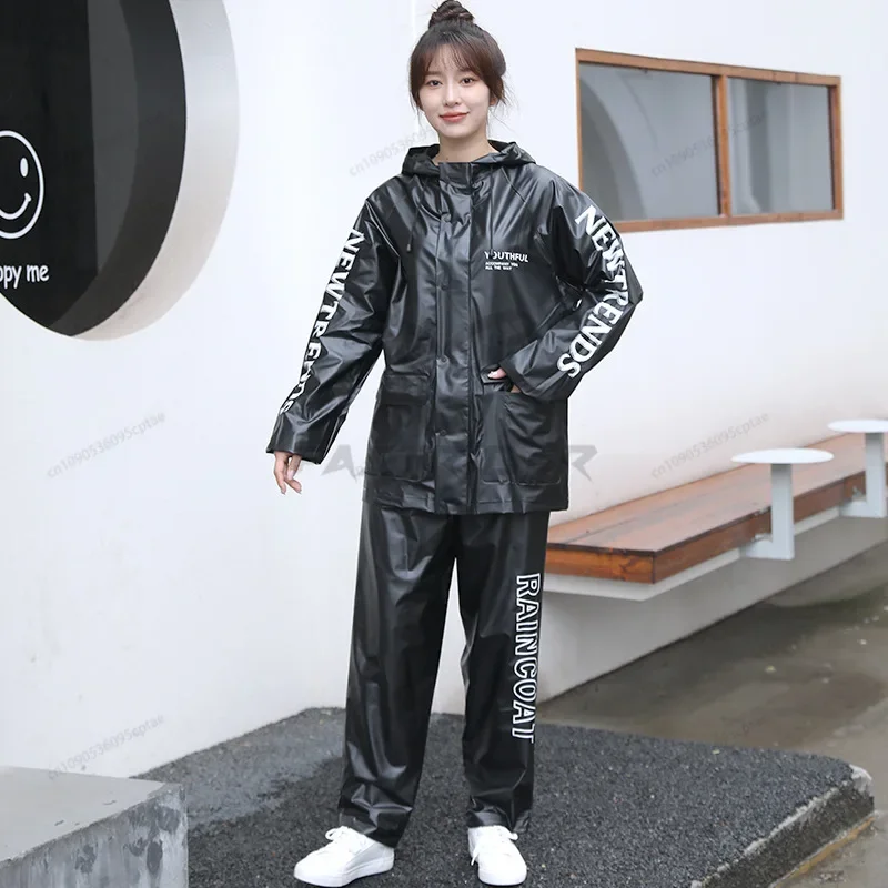 Split Raincoat and Rain Pants Suit Reflective Takeaway Labor Protection Sanitation Riding PVC Men'sfemale Motorcycle Raincoat