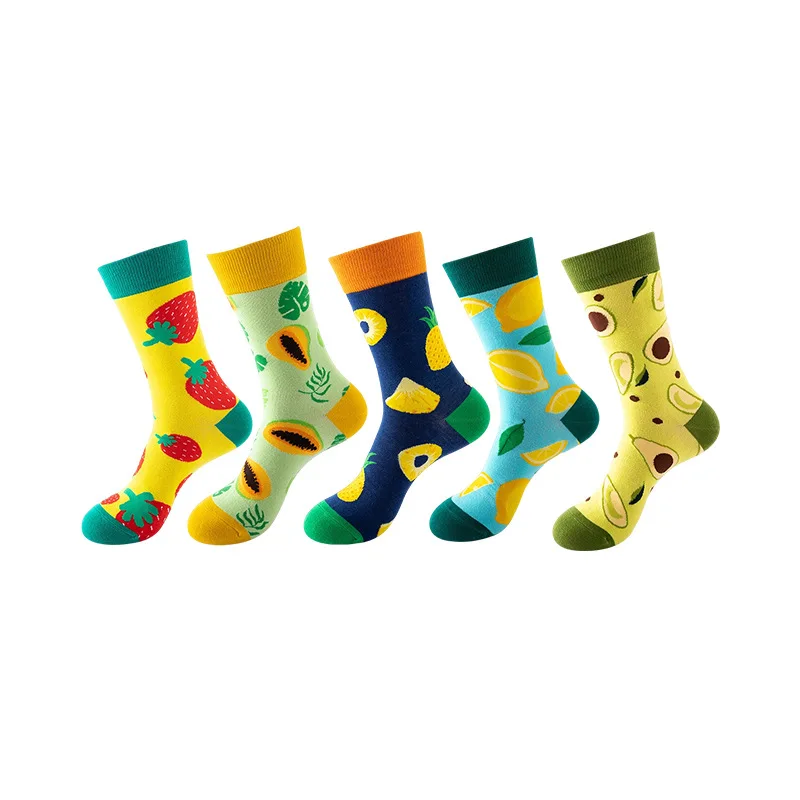 Unisex Breathable Cotton Socks - 5 Pairs with Fun Novelty Prints