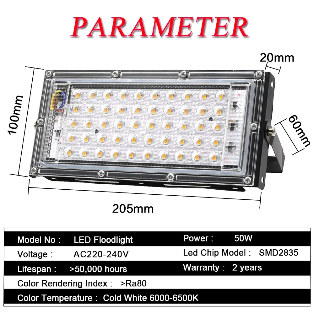 LED Flood Light 50W Outdoor Lighting 220V 240V Waterproof IP65 Reflector Projecteur LED Exterieur Focus Spotlight
