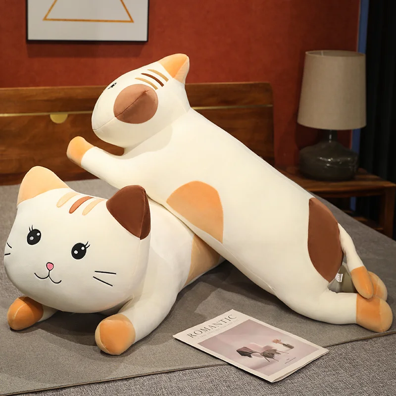 60/80cm Lying Cat Pillow Dolls Long Stuffed Animal Toys Birthday