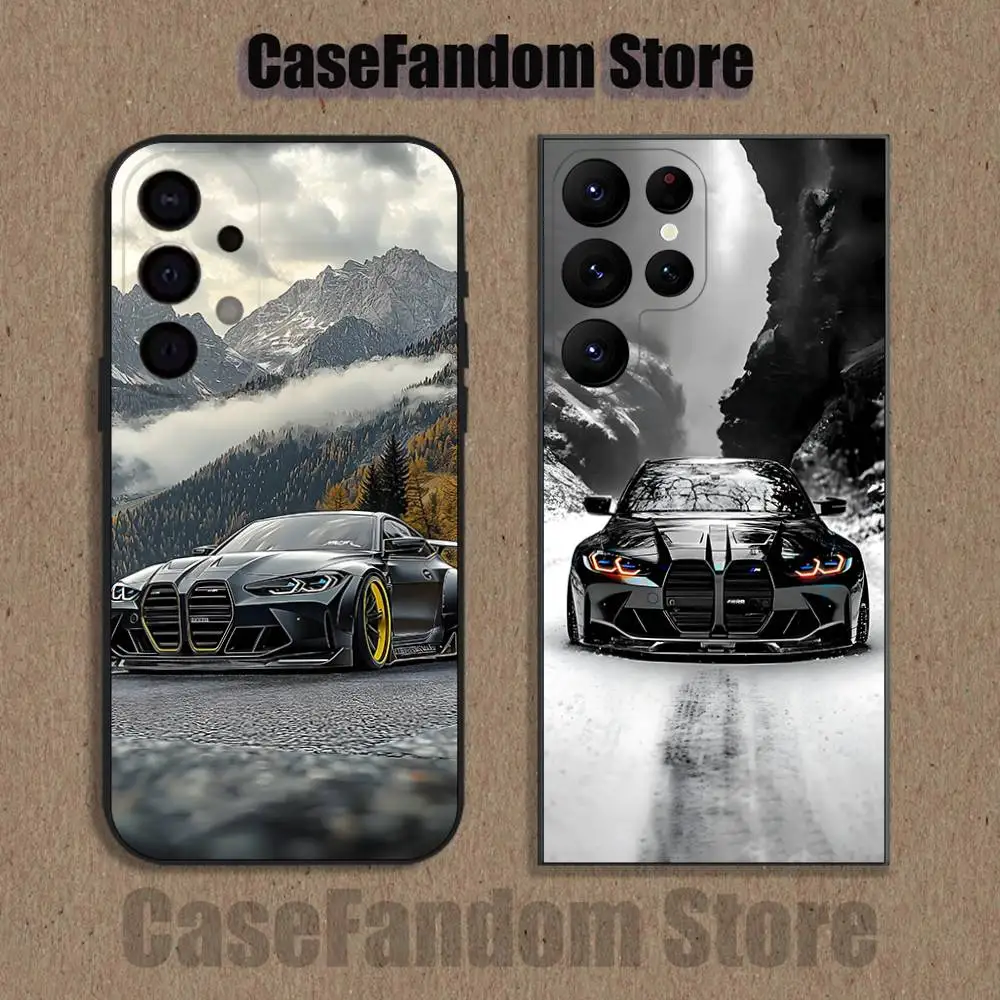 Monochrome Automotive-Inspired Phone Case - Sleek Black Cover