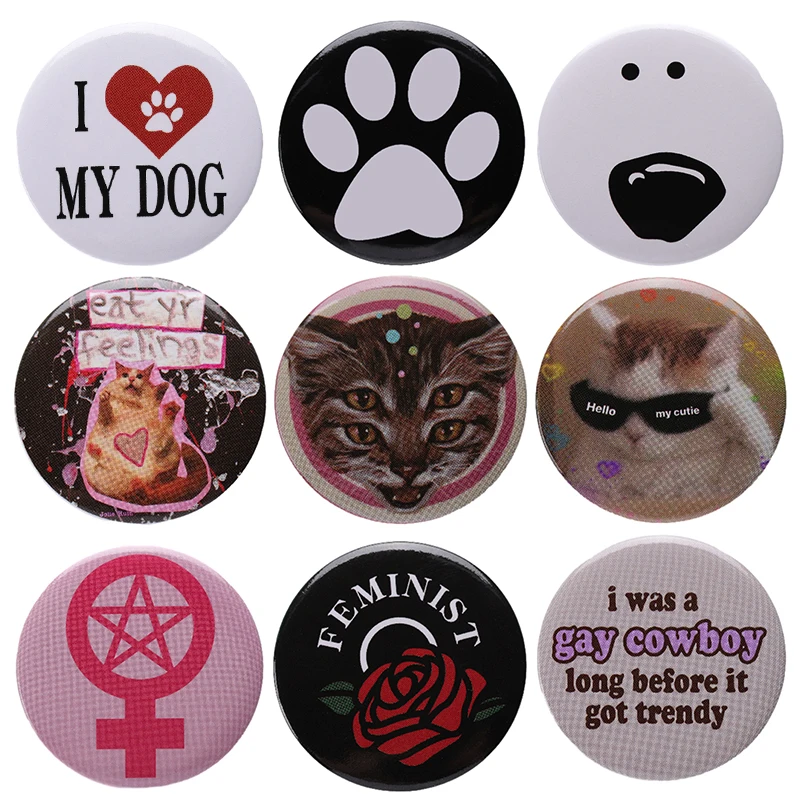 Брошь в виде животного с надписью «I Love My Dog Cat»