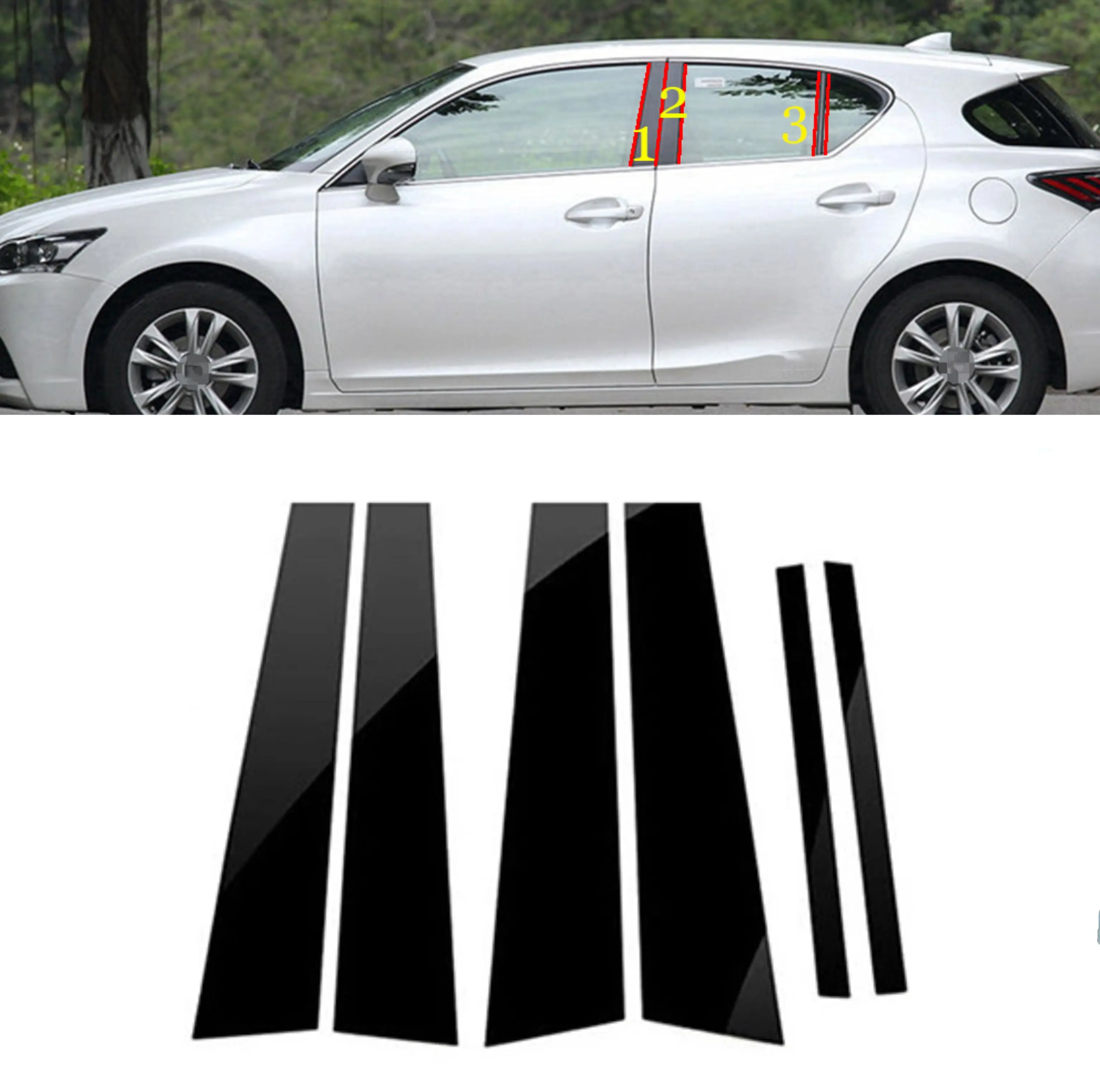 6 Pcs Door Pillar Window Trim For Lexus CT200 CT200h ZWA10 Chrome - View #6
