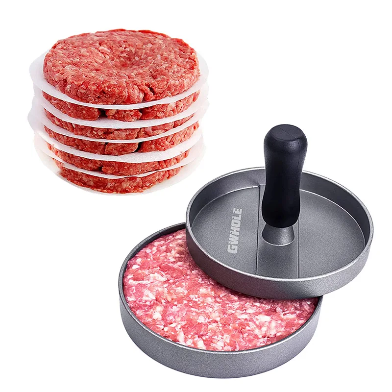 Air Fryer Paper Disposable Air Fryer Liners Burger Patty Paper 100pcs Hamburger Patty Paper Non Stick OilPaper Round Wax Paper Sheet For Burger Press Baking Liner BBQ Oven Kitchen Accessories