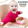 3-piece Baby Food-grade Feeding Set with Spoon Fork Silicone Suction Cup Bowl BPA-free Children's Feeding Training Tableware 1