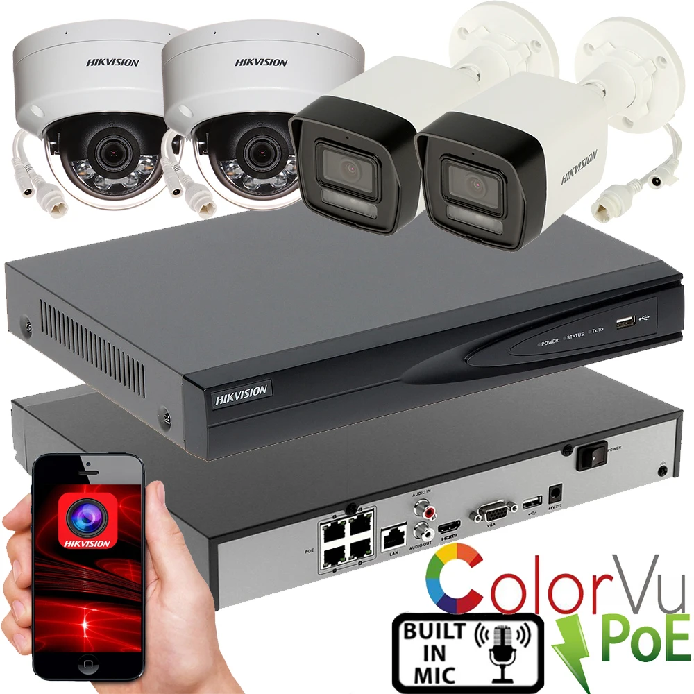 متعدد اللغات Hikvision DS-7604NI-Q1/4P DS-2CD1043G...