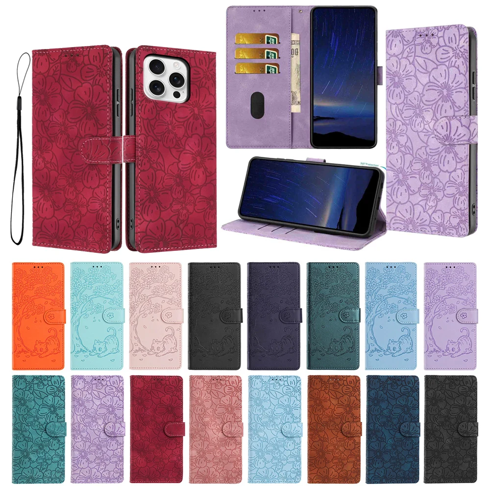 Luxury 3D Embossed Leather Wallet Phone Case