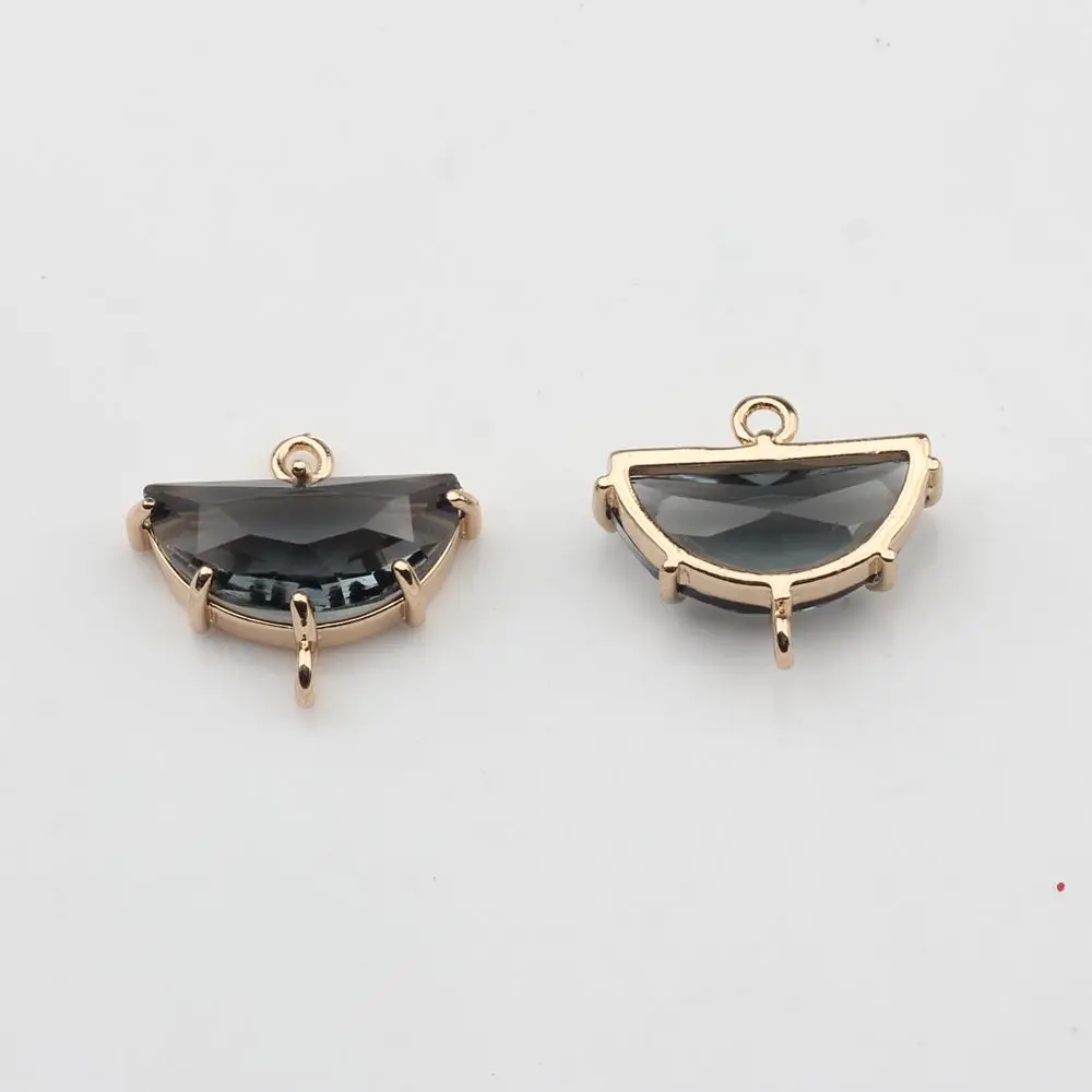 Kupfer Zirkon Zirkon Kupfer vergoldet Kristall umrandet fächerförmige Charms Stecker 10 teile/los für DIY Schmuck machen Zubehör – Detail 26