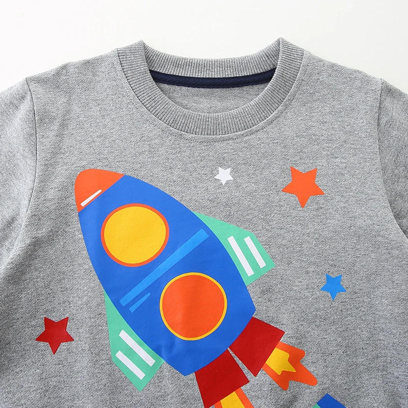 Kids Clothes 2025 Autumn Spring Toddler Baby Boys Children's Clothing Cartoon Rockets Sports Sweatshirts Tops