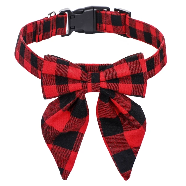 Christmas Dog Collar with Bow Adjustable Cotton Red Bowtie Dog Christmas Collars for Large Dogs Pets Grooming New Year Gift 5