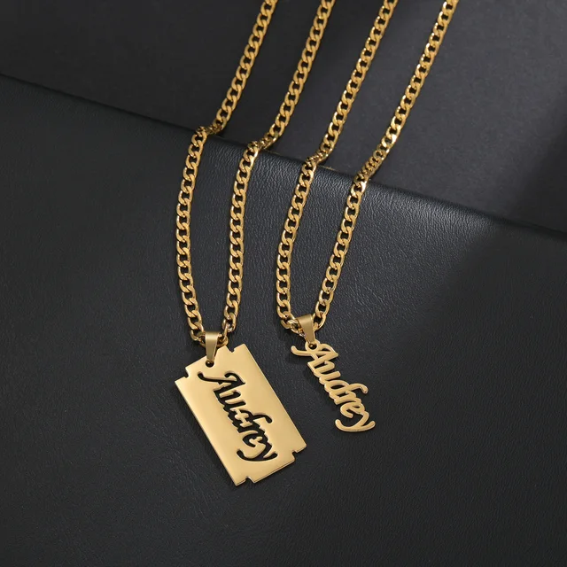 Custom Name Chains Guy Nameplate Necklaces Nameplate Necklace For